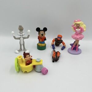 VTG 90s Disney‎ Mickey Barbie Bugs Bunny GI Joe Mixed Character Toy Lot